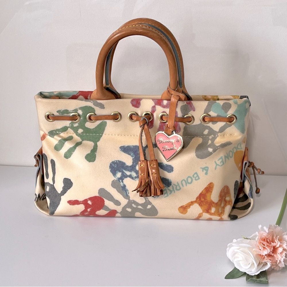 DOONEY & BOURKE Authentic Vintage Y2K Leather Baby Hands Print Tassel Bag
